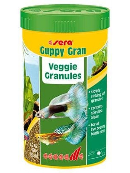 sera Guppy gran 250 мл - специальный корм для гуппи (гранулы)