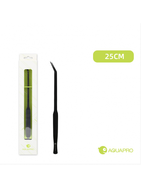 Пинцет aquapro загнутым кончиком, 25 см, черный