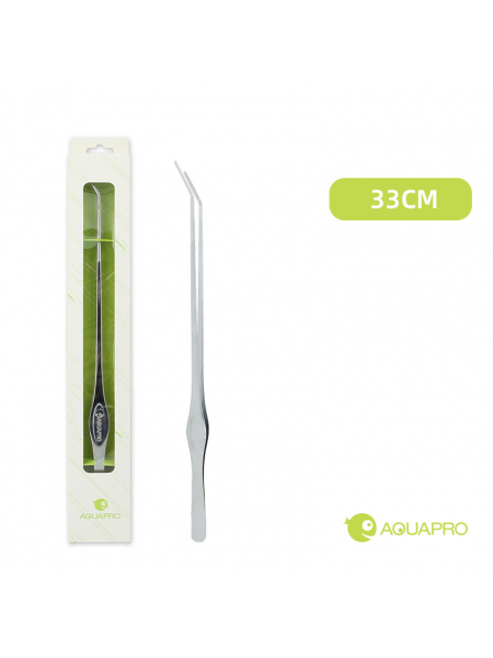 Пинцет aquapro с загнутым кончиком 33 см, серебро