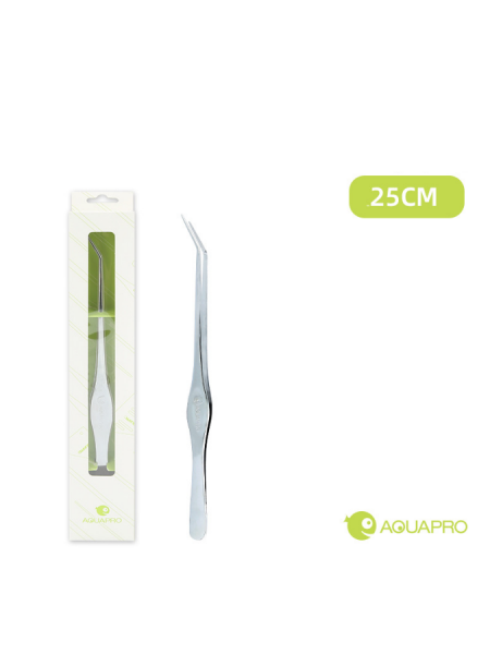 Пинцет aquapro с загнутым кончиком, 25 см, серебро