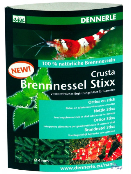 Dennerle Crusta Brennessel Stixx, витаминизированная кормовая добавка для креветок, 30г.