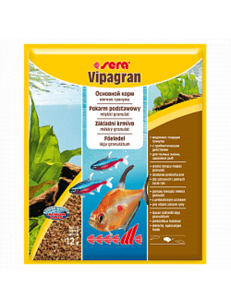 Sera VIPAGRAN 12 г, корм для рыб основной в гранулах.