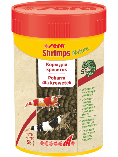 Sera SHRIMPS NATURAL 100мл Тонущий корм для креветок в виде гранул