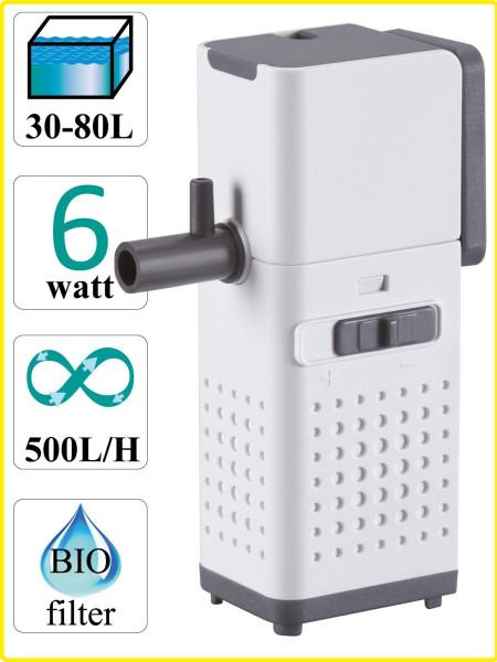 Фильтр внутренний Barbus WHITE POWER PRO 500л/ч 6ватт (FILTER 040)