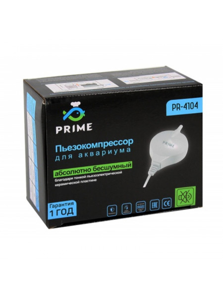 Пьезокомпрессор PRIME PR-4104, 1,8Вт, 18 л/ч, глубина аквариума до 60см, абсолютно бесшумный